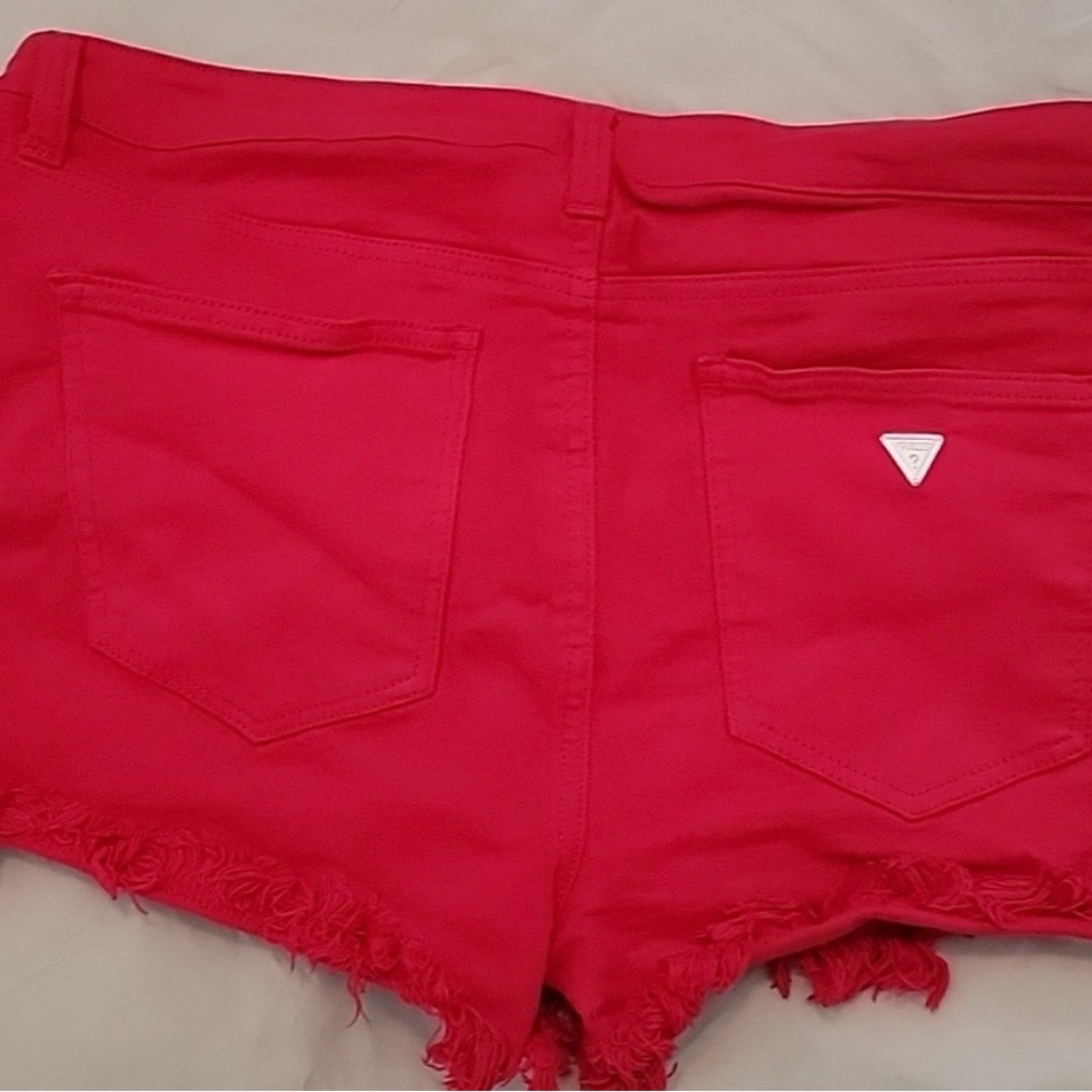 Guess Women's Vibrant Red Jean Shorts - Picture 2 of 2
